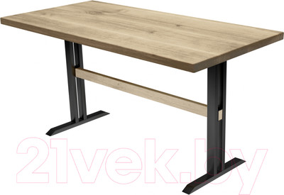 Обеденный стол Buro7 Двутавр Классика 150x80x76 (дуб беленый/черный)