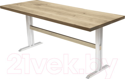 Обеденный стол Buro7 Двутавр Классика 180x80x76 (дуб беленый/белый)