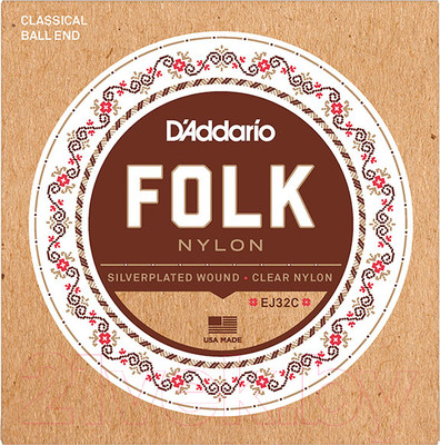 Струны для классической гитары D'Addario EJ32C Folk Nylon