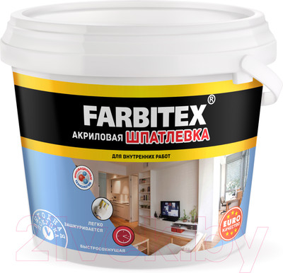 Шпатлевка готовая Farbitex Для внутренних работ (3.5кг)
