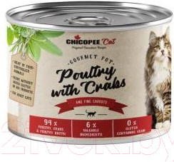 Влажный корм для кошек Chicopee Adult Домашняя птица с крабом и морковью / H5083 (195г)