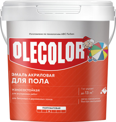 Эмаль Olecolor Для пола акриловая (1кг, красно-коричневый)