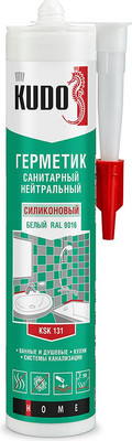 Герметик силиконовый Kudo KSK-130 нейтральный санитарный (280мл, прозрачный)