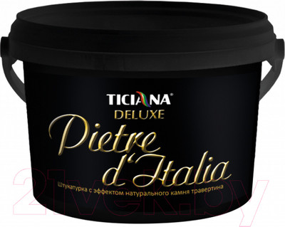 Штукатурка готовая декоративная Ticiana Deluxe Pietra d'Italia с эффектом натурального камня (13л, травертина)