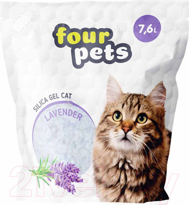 Наполнитель для туалета Four Pets Силикагелевый с ароматом лаванды / TUZ794 (3кг/7.6л)