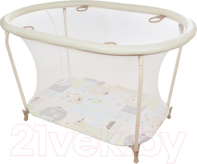 Игровой манеж GLOBEX Овал Мишки (бежевый)