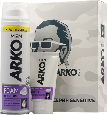 Набор косметики для бритья Arko Sensitive Пена+Крем после бритья (200мл+50мл)