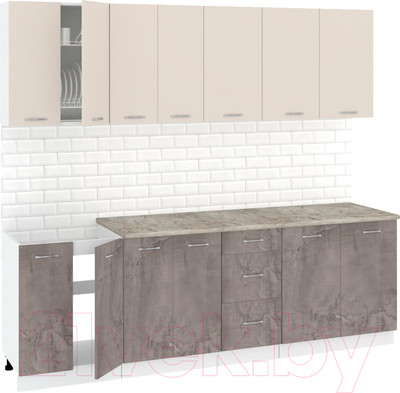 Кухонный гарнитур Кортекс-мебель Корнелия Лира 2.4м (капучино/оникс/марсель)