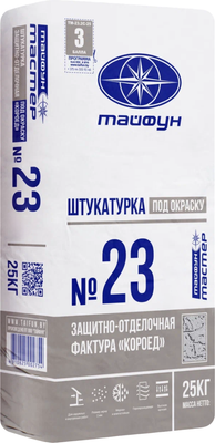 Штукатурка декоративная Тайфун Мастер №23.1 фактура короед 1мм (25кг, серая)