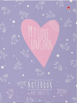 Записная книжка Альт My Love Unicorn / 3-80-005/27 (80л, клетка)