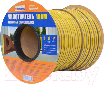 Лента уплотнительная 4Walls P-профиль для окон самоклеящийся / URK100P (100м, коричневый)