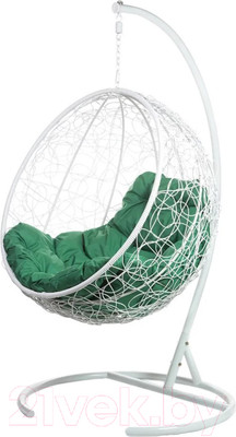 Кресло подвесное BiGarden Kokos White (зеленая подушка)