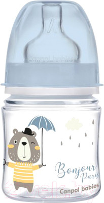 Бутылочка для кормления Canpol EasyStart Bonjour Paris / 35/231 (120мл, голубой)