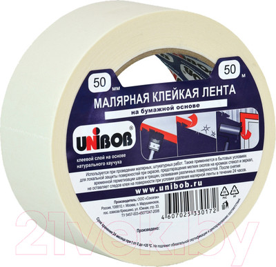 Лента малярная Unibob 50мм x 50м / 28139