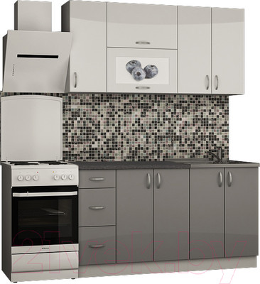 Кухонный гарнитур Senira Вяселка 3 1.5м 3б (белый кристальный/шторм)