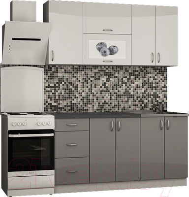 Кухонный гарнитур Senira Вяселка 3 1.6м 4б (белый кристальный/шторм)