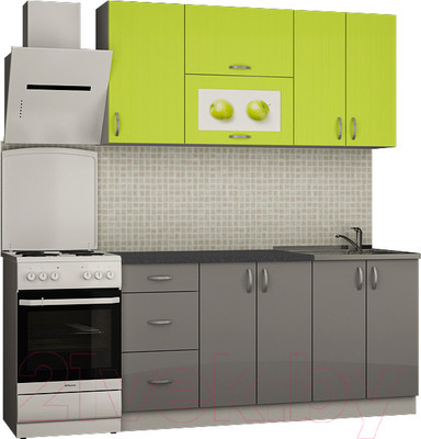 Кухонный гарнитур Senira Вяселка 3 1.6м 4ж (лайм/шторм)