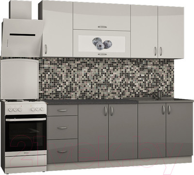 Кухонный гарнитур Senira Вяселка 3 2.0м 7б (белый кристальный/шторм)