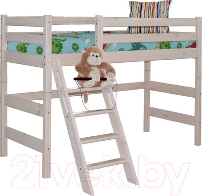 Кровать-чердак детская Мебельград Соня вариант 6 (массив сосны прозрачный лак)