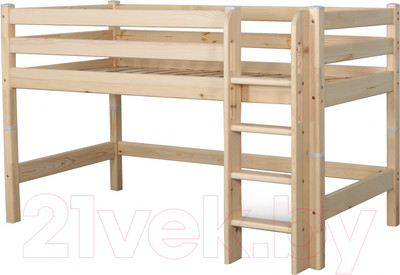Кровать-чердак детская Мебельград Соня вариант 11 (массив сосны прозрачный лак)