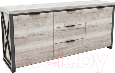 Тумба Hype Mebel Цезарь 120x40 (черный/древесина белая)