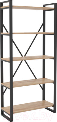 Стеллаж Hype Mebel Стандарт-2 80x170 (черный/дуб галифакс натуральный)