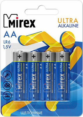 Комплект батареек Mirex R6 (AA) 1.5V / LR6-E4 (4шт)