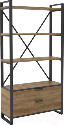 Стеллаж Hype Mebel Стандарт Люкс 50x170 (черный/дуб галифакс олово)