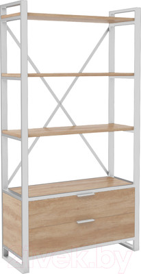 Стеллаж Hype Mebel Стандарт Люкс 50x200 (белый/дуб галифакс натуральный)