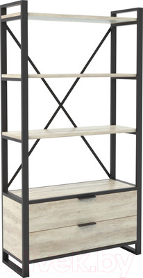 Стеллаж Hype Mebel Стандарт Люкс 50x200 (черный/древесина белая)