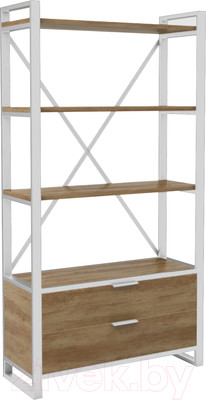 Стеллаж Hype Mebel Стандарт Люкс 80x200 (белый/дуб галифакс олово)