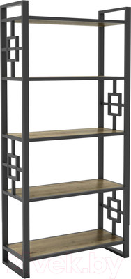 Стеллаж Hype Mebel Квадро 50x170 (черный/дуб галифакс олово)