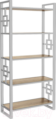 Стеллаж Hype Mebel Квадро 80x200 (белый/дуб галифакс натуральный)