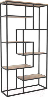 Стеллаж Hype Mebel Зиг-Заг-2 120x200 (черный/дуб галифакс натуральный)