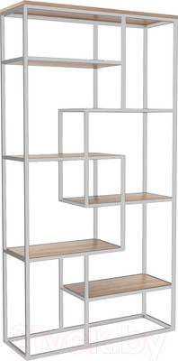 Стеллаж Hype Mebel Зиг-Заг-2 120x200 (белый/дуб галифакс натуральный)