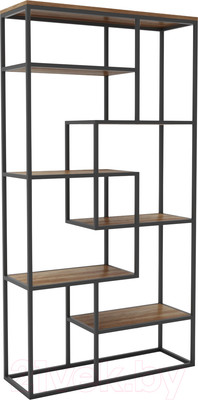 Стеллаж Hype Mebel Зиг-Заг-2 120x200 (черный/дуб галифакс олово)