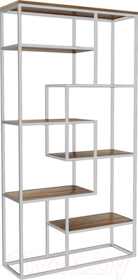 Стеллаж Hype Mebel Зиг-Заг-2 120x200 (белый/дуб галифакс олово)