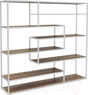 Стеллаж Hype Mebel Зиг-Заг 200x150 (белый/дуб галифакс олово)