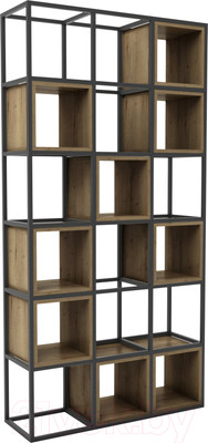 Стеллаж Hype Mebel Грос 105x210 (черный/дуб галифакс олово)