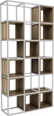 Стеллаж Hype Mebel Грос 105x210 (белый/дуб галифакс олово)