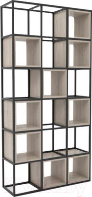 Стеллаж Hype Mebel Грос 105x210 (черный/древесина белая)