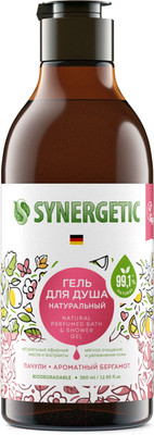 Гель для душа Synergetic Натуральный Биоразлагаемый Пачули и ароматный бергамот (380мл)