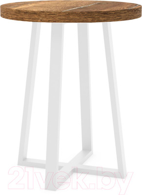 Журнальный столик Hype Mebel Челси 40x40 (белый/дуб галифакс олово)