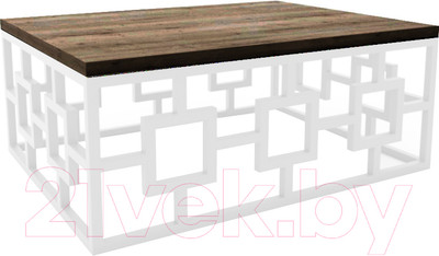 Журнальный столик Hype Mebel Лок 75x100 (белый/дуб галифакс олово)