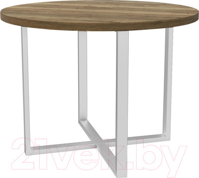 Обеденный стол Hype Mebel Раунд 80x80 (белый/дуб галифакс олово)