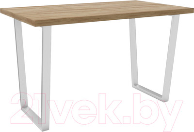 Обеденный стол Hype Mebel Трапеция раздвижной 125x75 (белый/дуб галифакс олово)