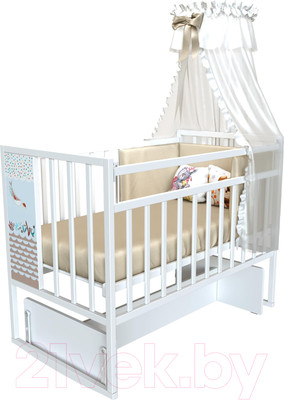 Детская кроватка VDK Mini Loft 3D Friend and Ocean поперечный маятник (Bianco)