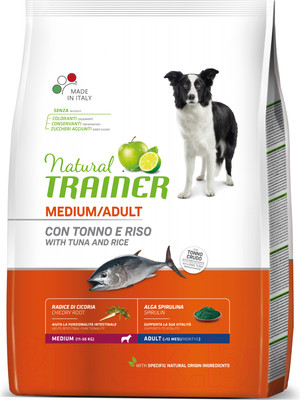 Сухой корм для собак Trainer Для средних пород с тунцом, рисом и морскими водорослями (12кг)