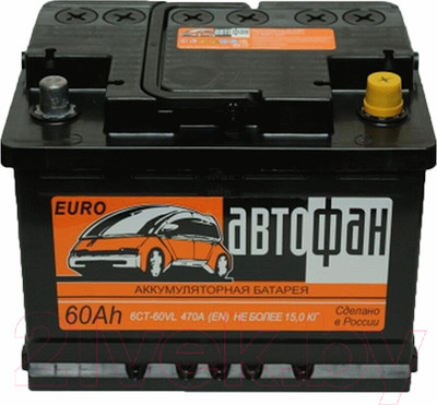 Автомобильный аккумулятор Автофан 6СТ-60 Евро (60 А/ч)