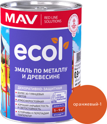 Эмаль MAV Ecol ПФ-115 (900г, оранжевый-1)